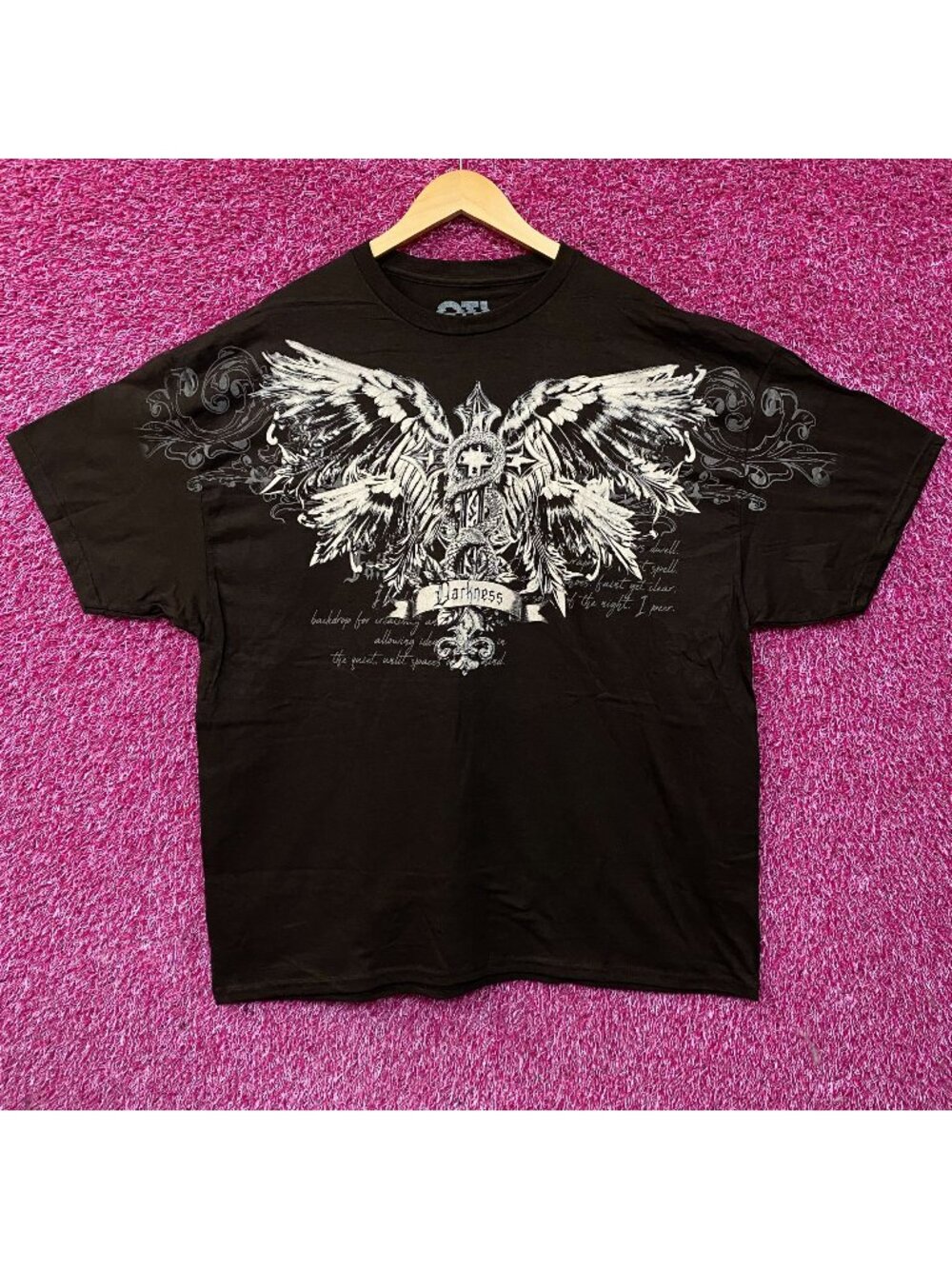 Darkness Gothic Winged Cross Graphic T-Shirt 2XL